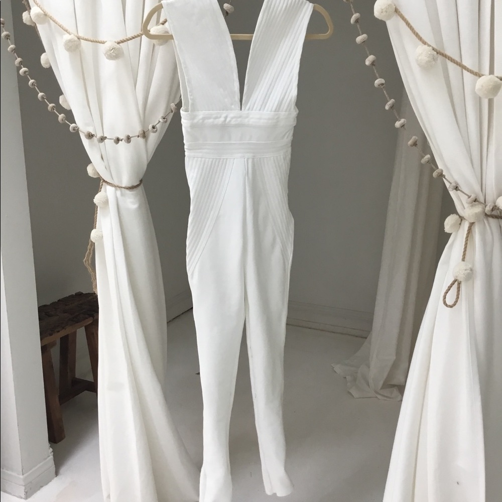 Bandage white jumpsuit